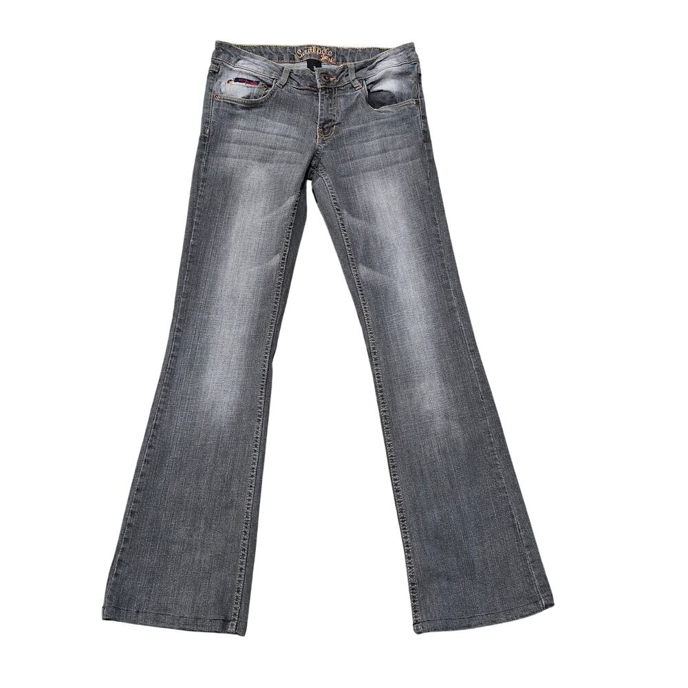 Vintage South Pole Black / Gray Dark Washed Flare Leg Denim Jeans